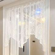 Lace Curtain Tiers with Rod Pocket Short Cafe Window Cover for Kitchen Bathroom Bedroom