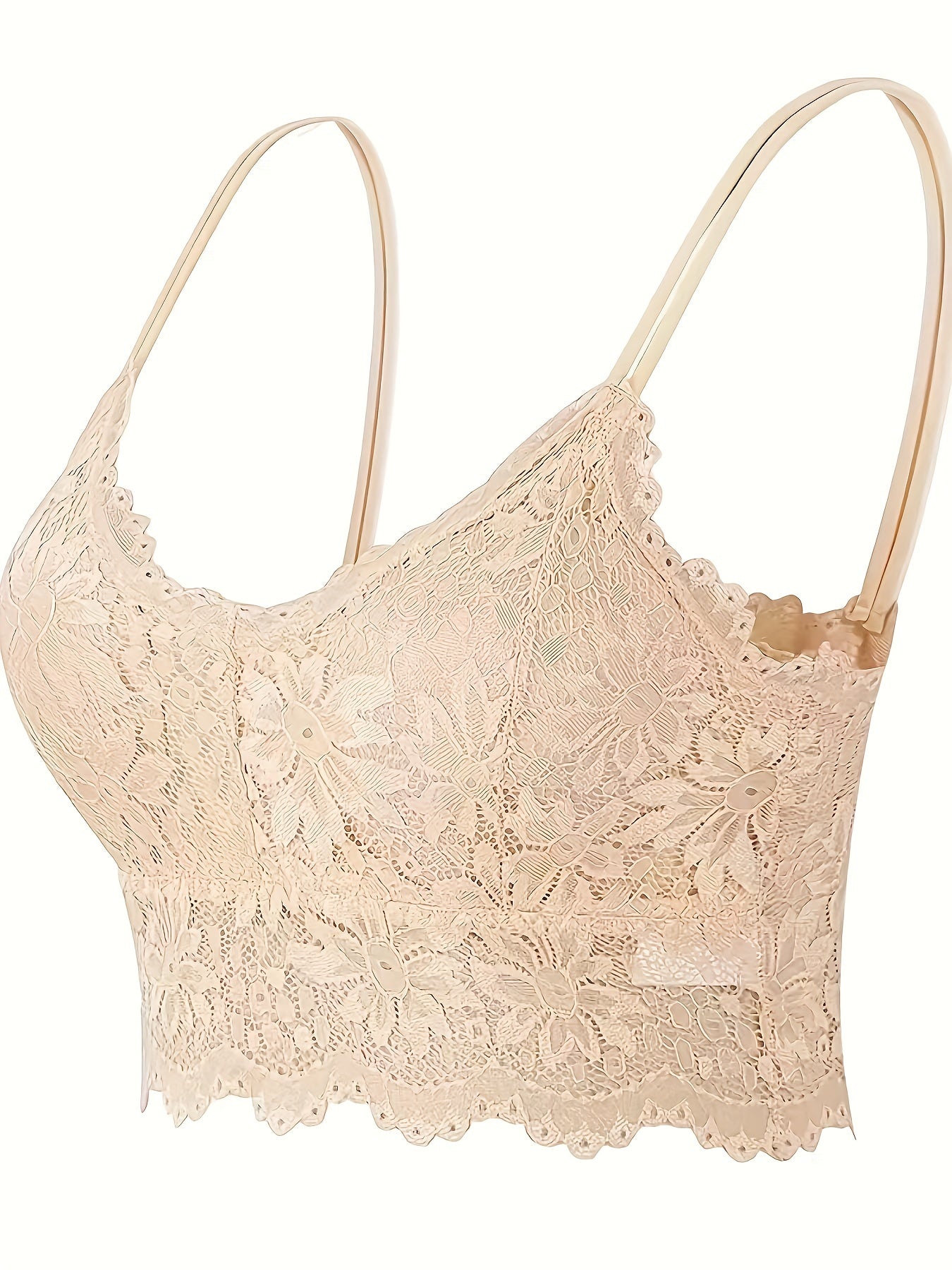 Wireless Lace Bralette for Women with Scallop Trim Comfortable Everyday Lingerie