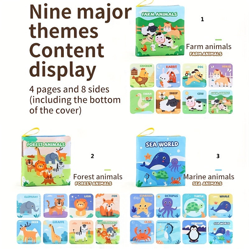 9 ta Bolalar Matbaa Kitoblari to'plami, O'quv Ob'ektlari uchun Erta Ta'lim Puzli, Yirtishdan Himoyalangan va Yuviladigan Palma Kitobi (4 varaq, har biri 8 sahifa)