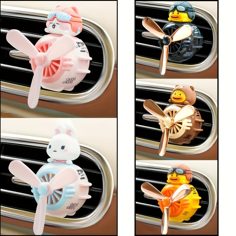 Cute Cartoon Duck Car Air Freshener Rotating Propeller Vent Fan Decoration