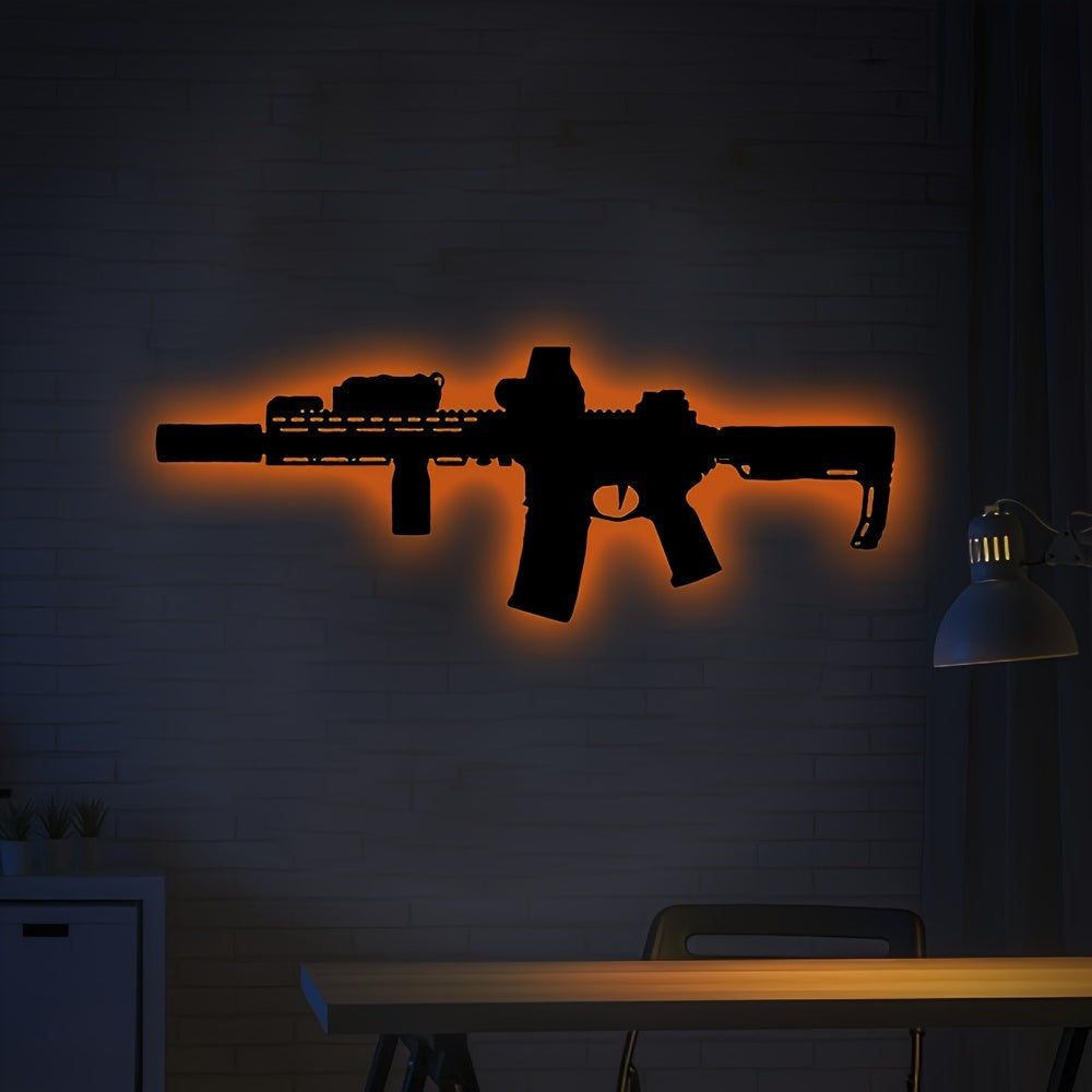 Gun Wall Light for Gaming Room Decor, Home Plaque, Boyfriend Gift