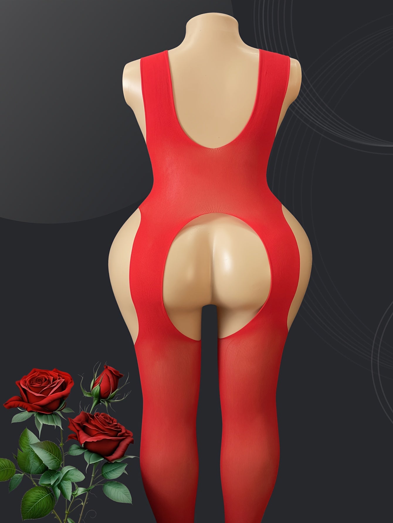 Women's Mesh Bodysuit Open Crotch Semi-Transparent Large Size Tights