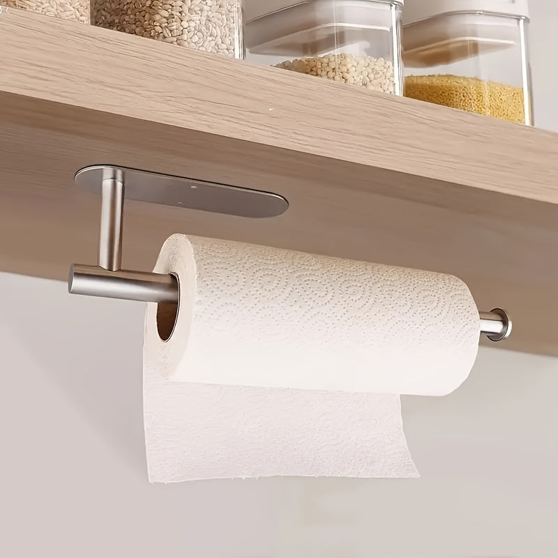 Soporte de toallas de papel sin perforaciones para ahorro de espacio para almacenamiento en cocina y baño