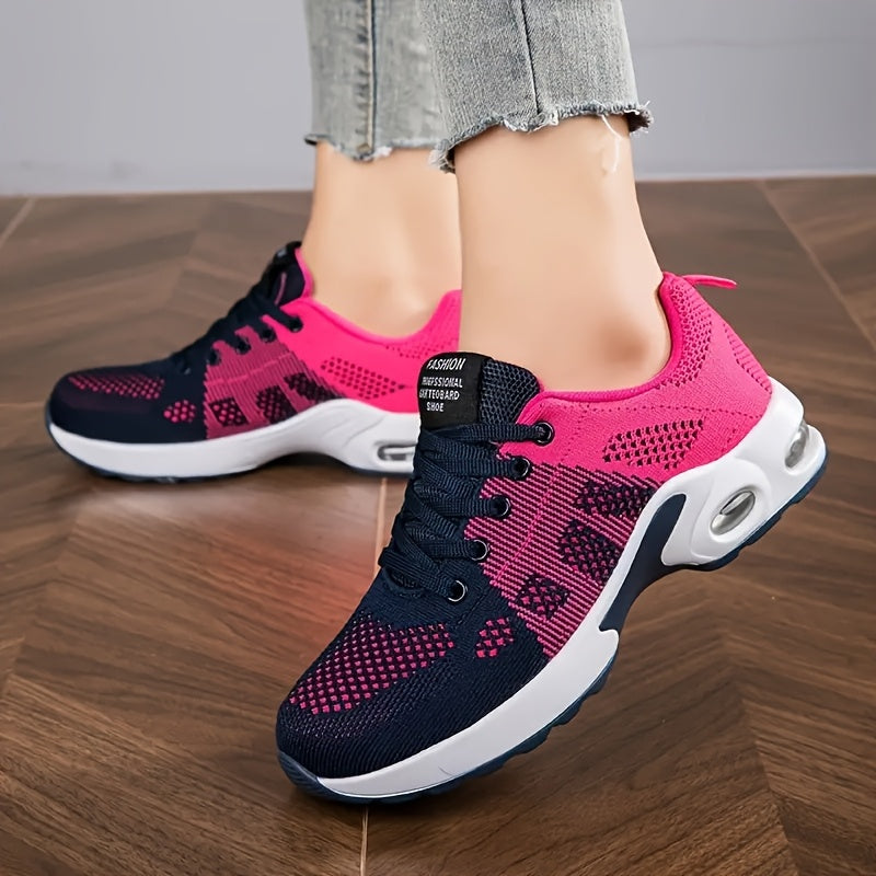 Zapatillas de correr casuales y de fitness con bloque de color transpirable para mujer