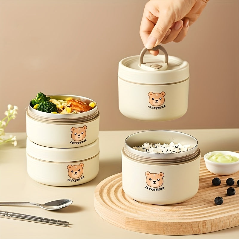Stainless Steel Lunch Box with Microwave-Safe Soup Bowl Multi-Layer Bento for Students and Professionals