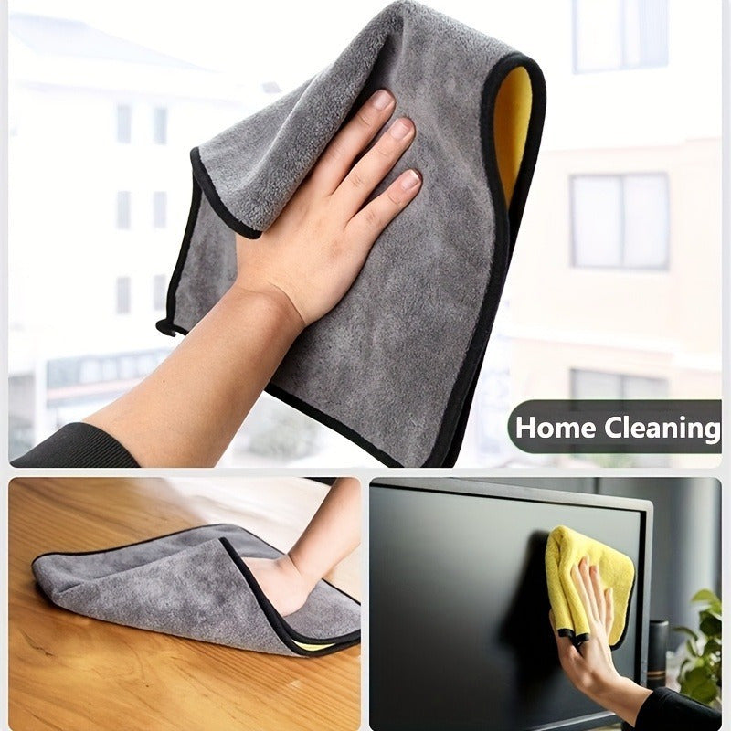 Set of 2 Microfiber Car Cleaning Cloths Dual-Sided Absorbent Quick-Drying