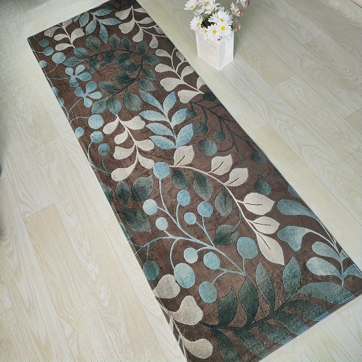 Alfombra de área botánica para sala de estar, dormitorio, pasillo. Múltiples tamaños