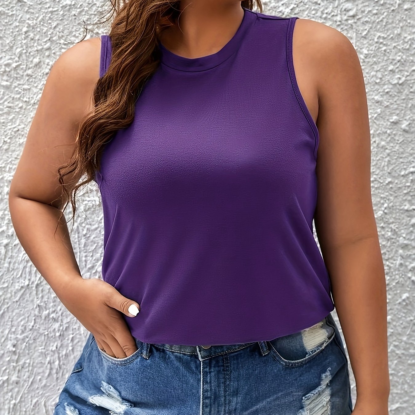 Топ без рукавов для женщин больших размеров, летний, дышащий, однотонный, повседневный топ