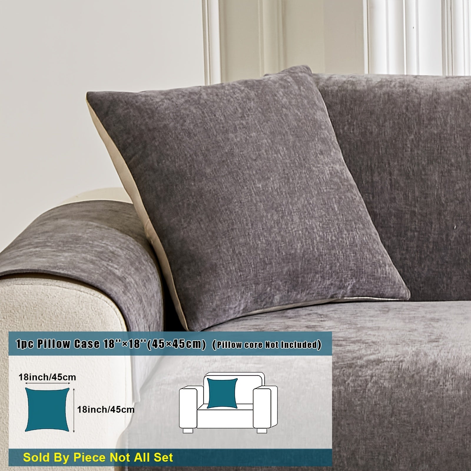 Chenille Sofa Cover Non-Slip Pet-Friendly All Seasons Fits 1-4 Seaters Light Beige