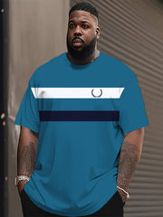 Мужская футболка с крупным размером, 3D-полосатым принтом, полиэстер, круглый вырез, повседневная спортивная