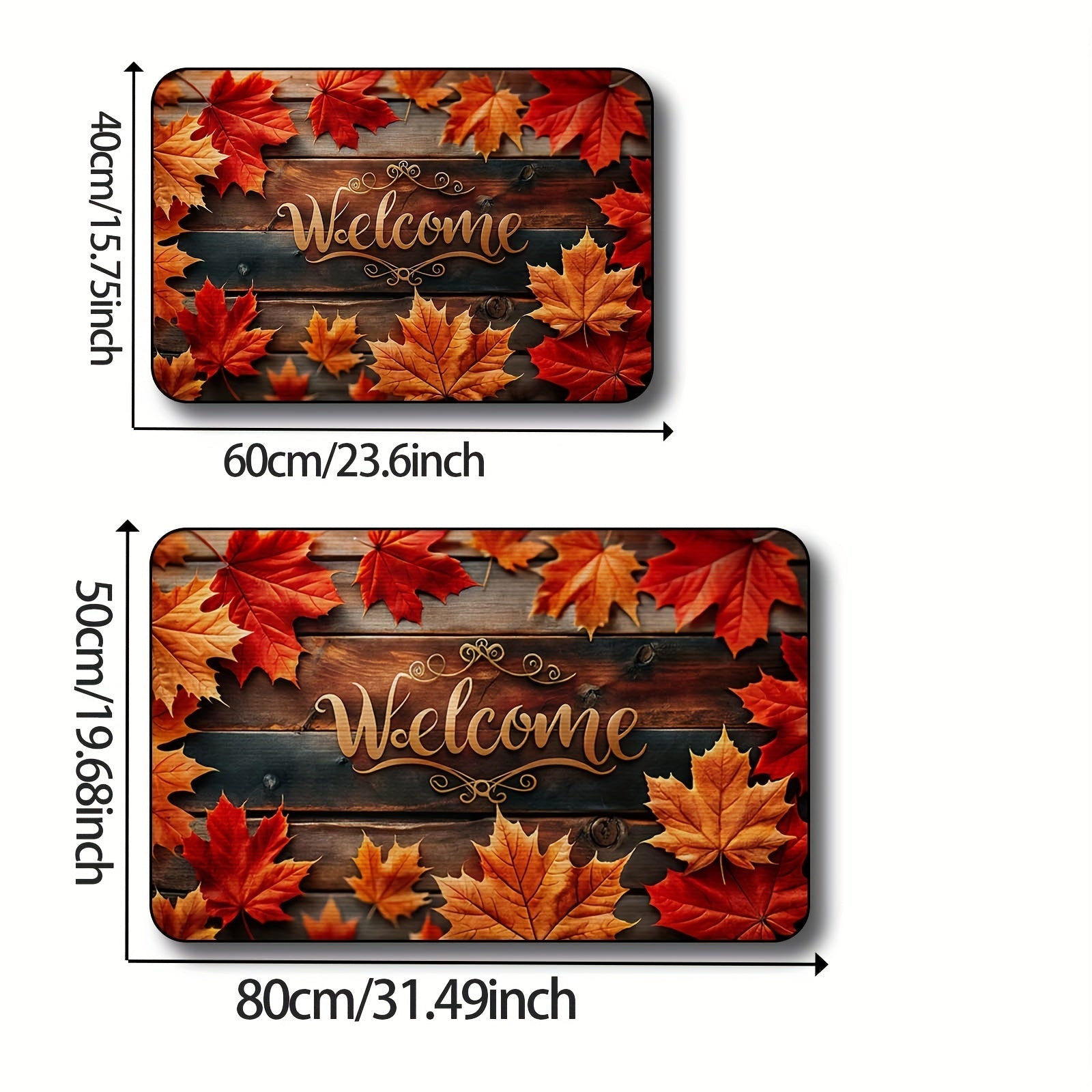 Kuz barglari uchun kirish matosi, sirpanmaydigan, mashina yuviladigan polyester, kirish gilamasi