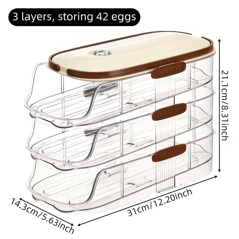 Egg Storage Rack Refrigerator Large Capacity 1-3 Layers Automatic Rolling Durable PP PET