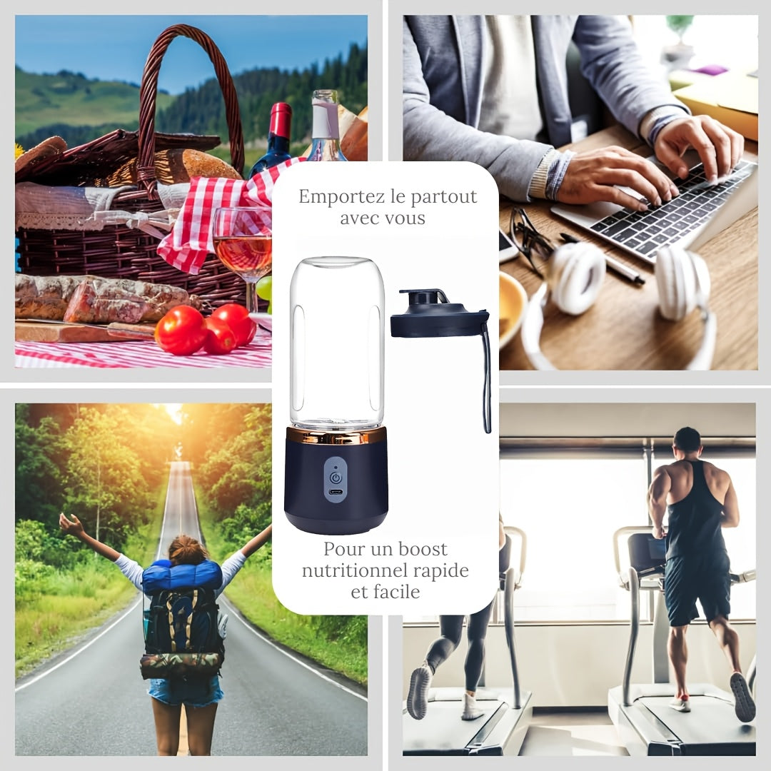 Portable USB Rechargeable Juicing Blender 400ml with 6-Blade Travel Cup