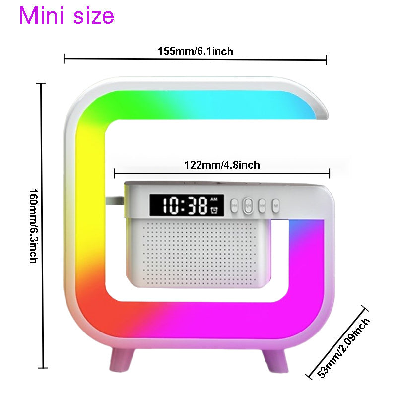 Wireless Music Table Lamp with Atmosphere Light Alarm Clock and TF Card Slot Black or White