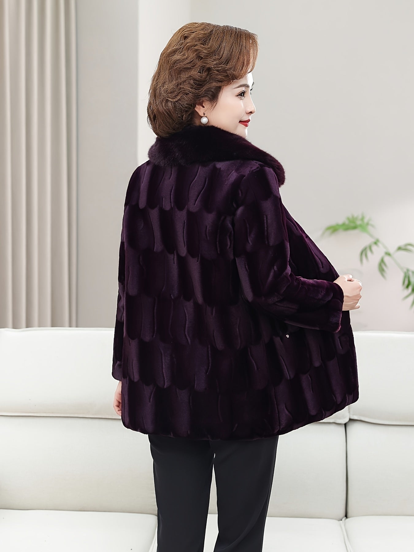Плюс сайз искусственный мех Тедди пальто для женщин, длинный рукав, зимняя верхняя одежда