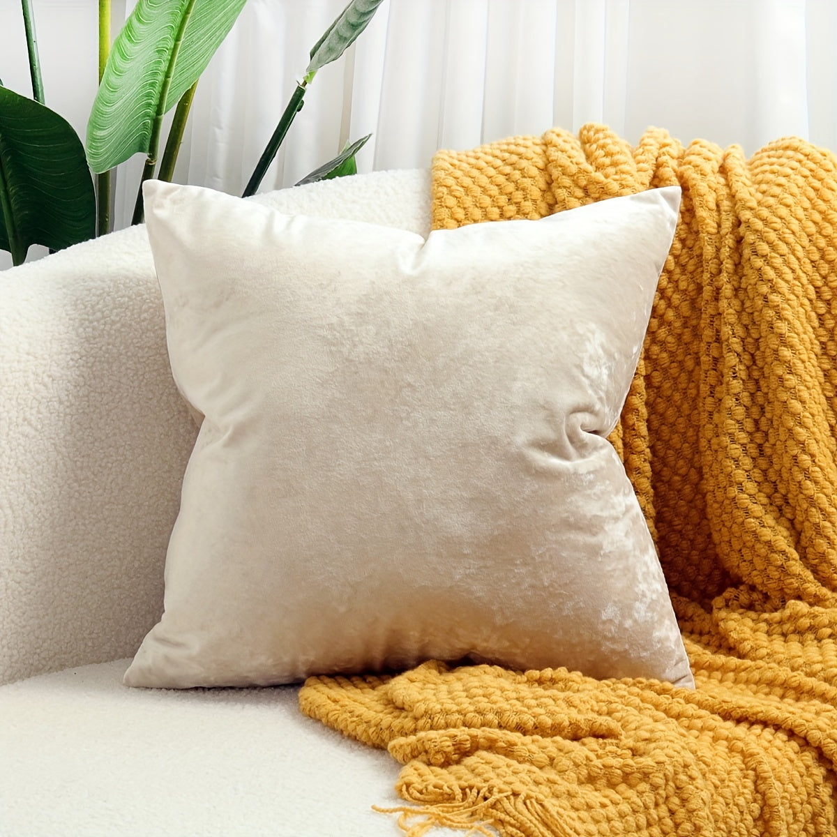 Velvet Throw Pillow Cover with Speckled Texture for Sofa and Bed 100% Polyester