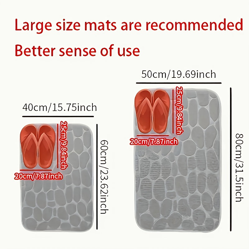 Pebble Pattern Non-Slip Absorbent Polyester Foot Mat for Bathroom Kitchen Bedroom