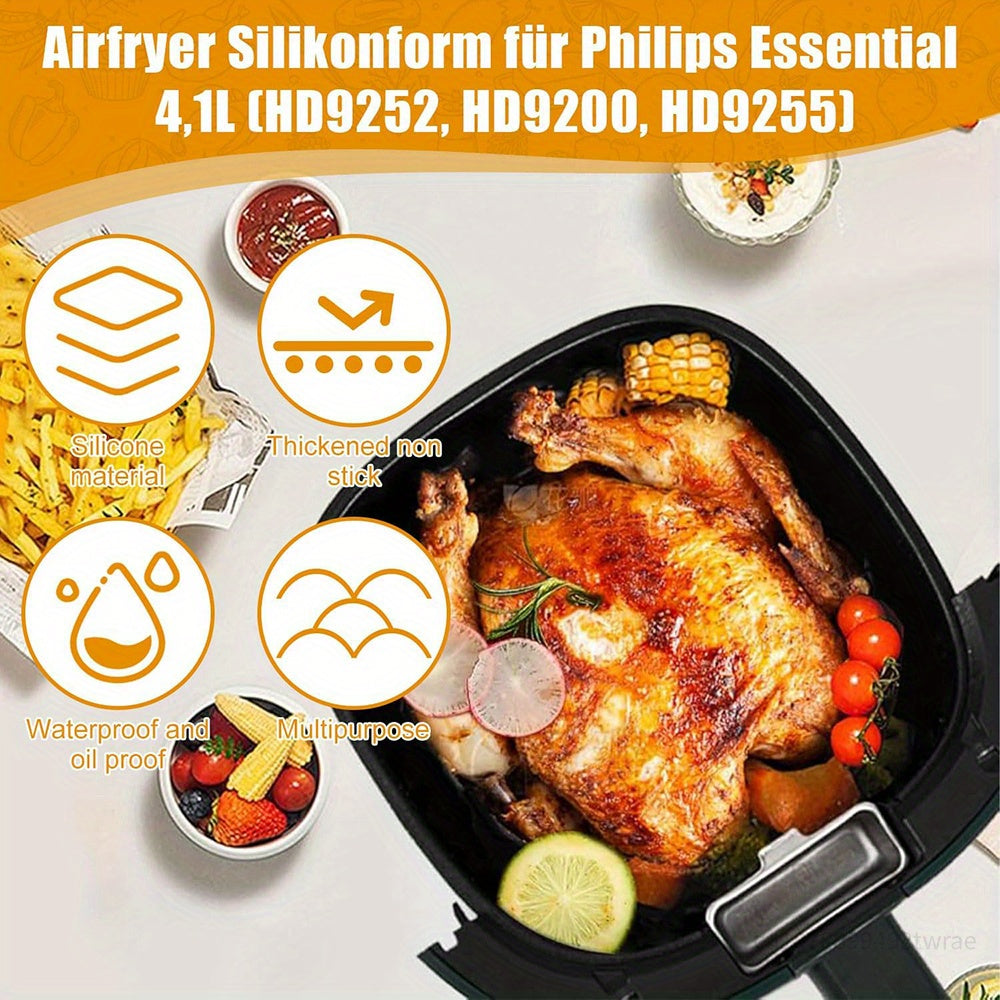 Qayta ishlatiladigan silikon pishirish matolari havo fritözlari uchun 2 ta paket, yopishmaydigan linzalar HD9252 HD9200