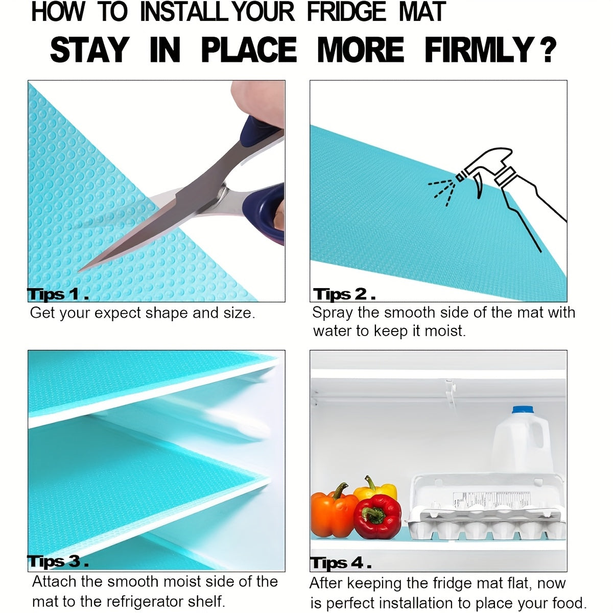 6pcs Silicone Refrigerator Liners Cuttable Waterproof Washable Shelf Mats