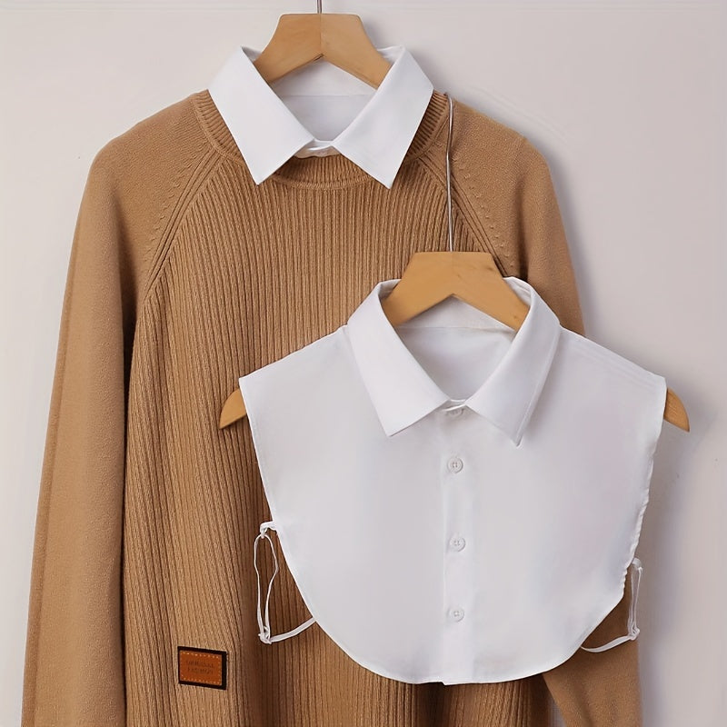 Chaleco de camisa con cuello a rayas removible para mujer con cuello puntiagudo y diseño anti-exposición