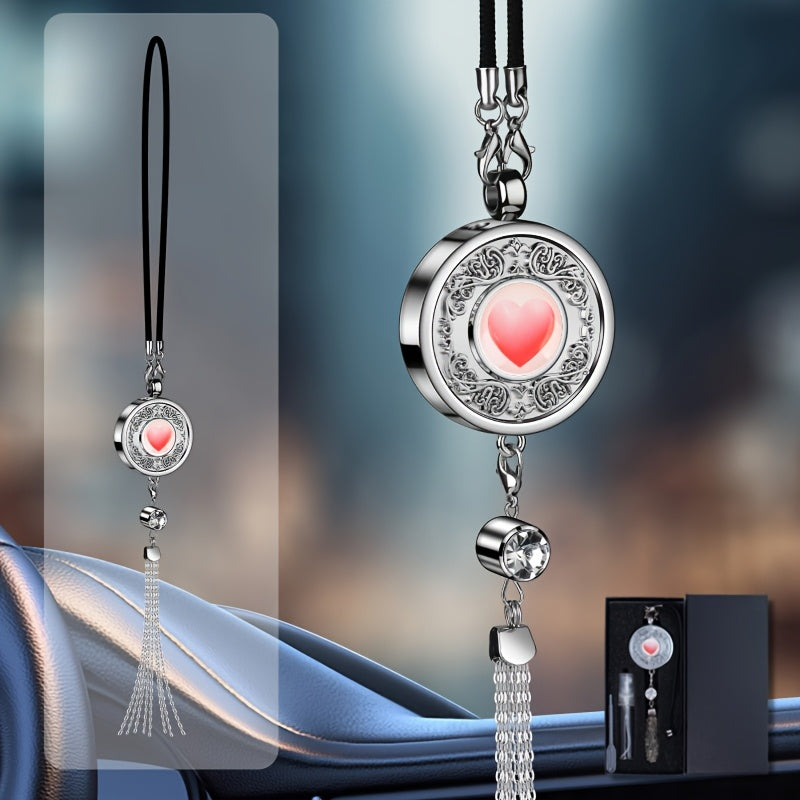European Pattern Metal Car Air Freshener Hanging Perfume Container with Tassel in Gift Box