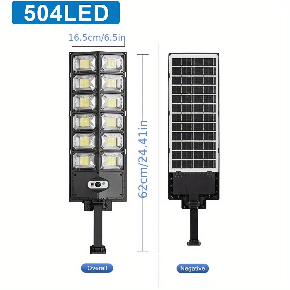 504LED Solar Street Light with Human Body Sensing Double Row High Beam Outdoor Garden Yard