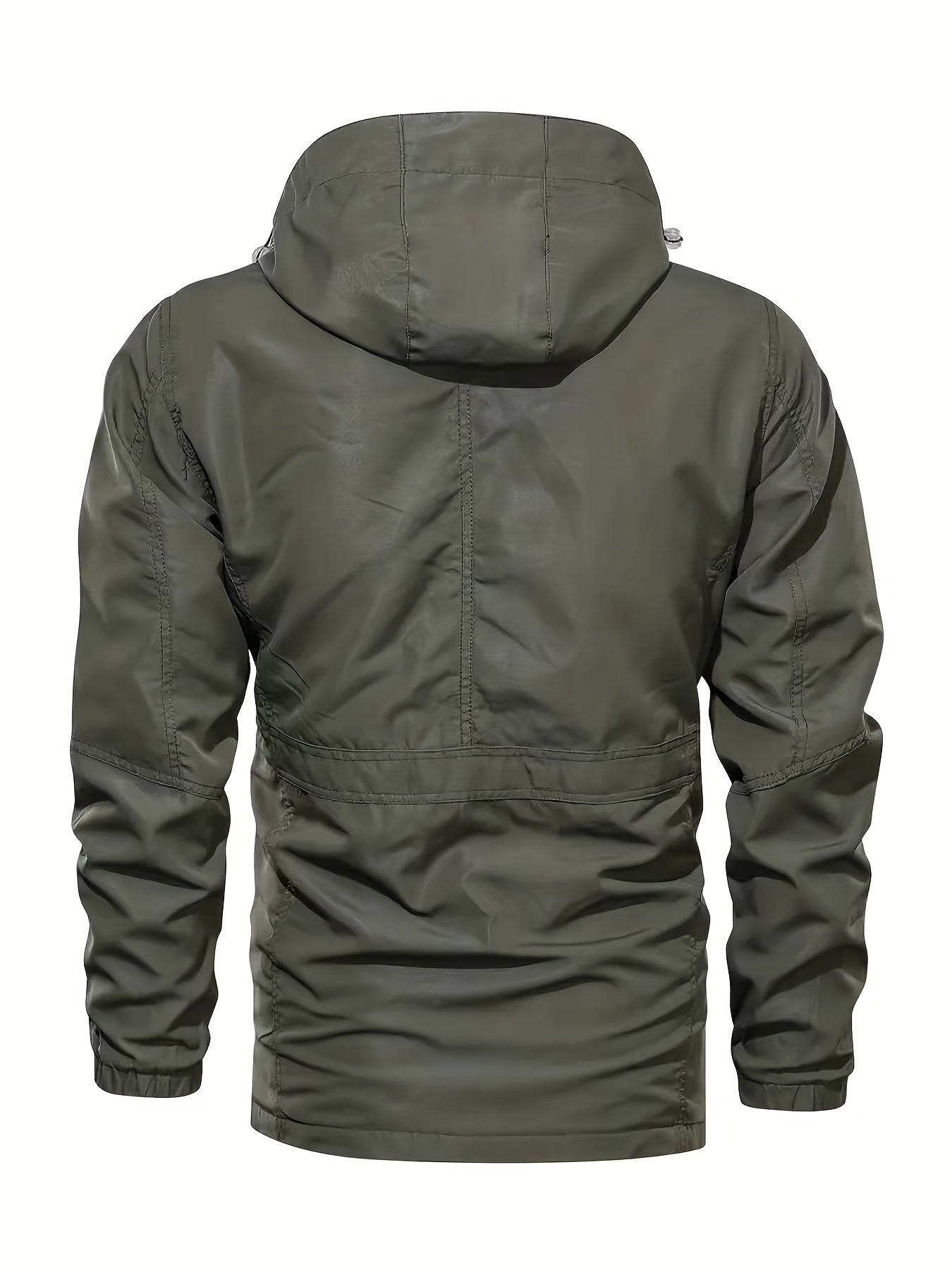 Men's Outdoor Sports Jacket with Detachable Hood and Zipper Closure