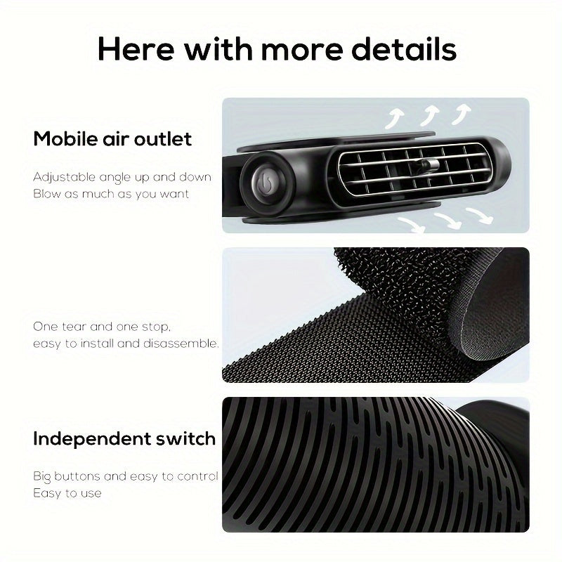 Compact USB Car Seat Fan 3-Speed Quiet Mount for Travel and Comfort