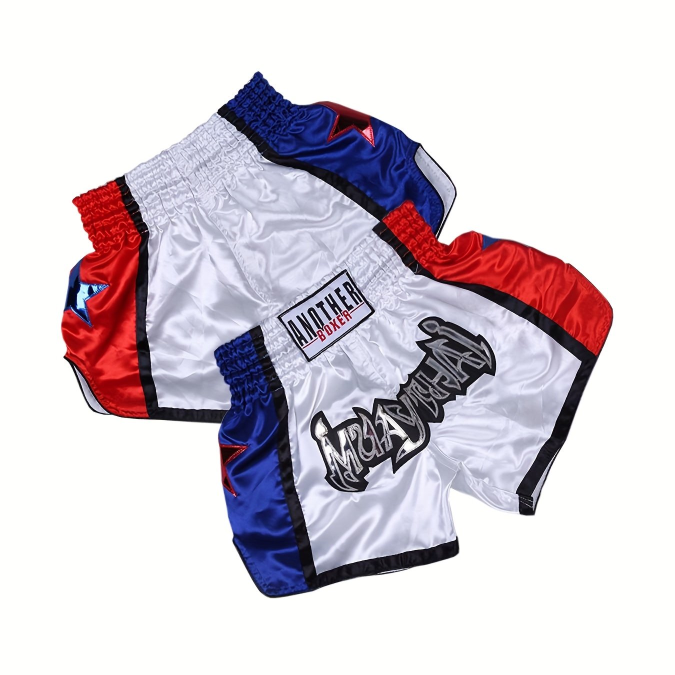 Boxing Training Shorts Lightweight Non-Stretch Polyester Padded Support for Combat Sports in Black Blue Red
