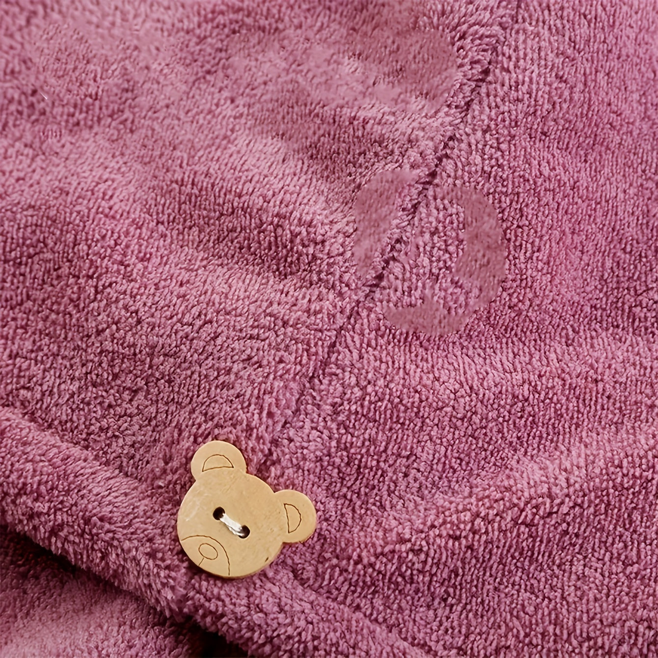 Embroidered Hair Towel with Button Soft Absorbent Quick Dry for Women