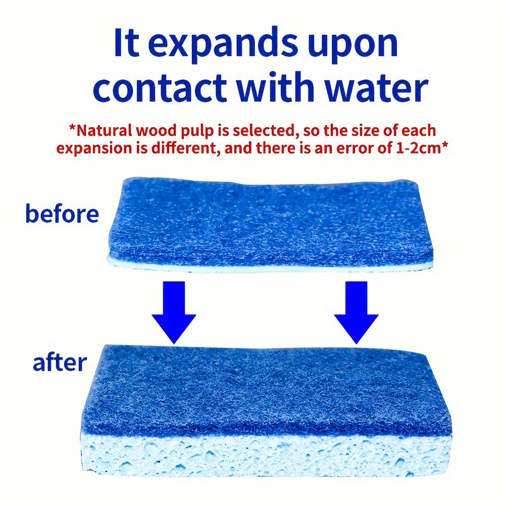 Pack of 7 or 13 Eco-Friendly Compressed Wood Pulp Dishwashing Sponges for Kitchen Cleaning