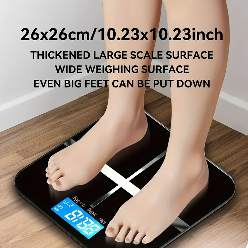 Digital bathroom scale wide platform 176.9KG capacity LCD display backlit 26x26cm