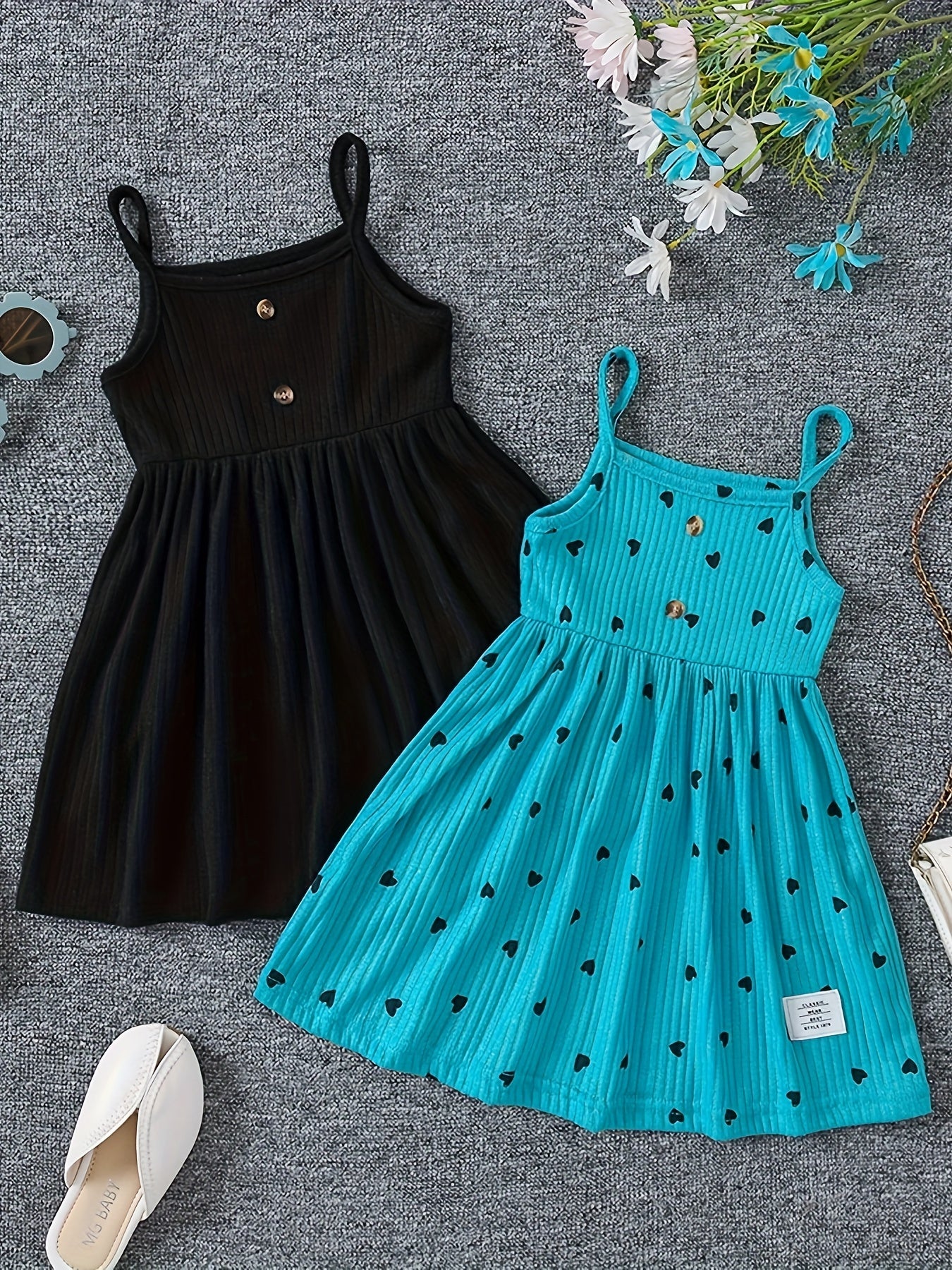 Girls Sleeveless Casual Dress Made of Stretchy Polyester Solid Color for Spring Fall