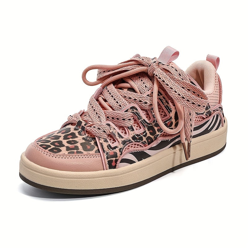 Unisex Leopard Print Low-Top Sneakers Casual Breathable Fabric EVA Sole