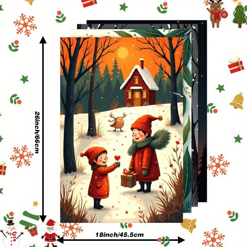 Winter Christmas Snowman Snowflake Deer Wall Decor Set of 4 45.72x66.04cm