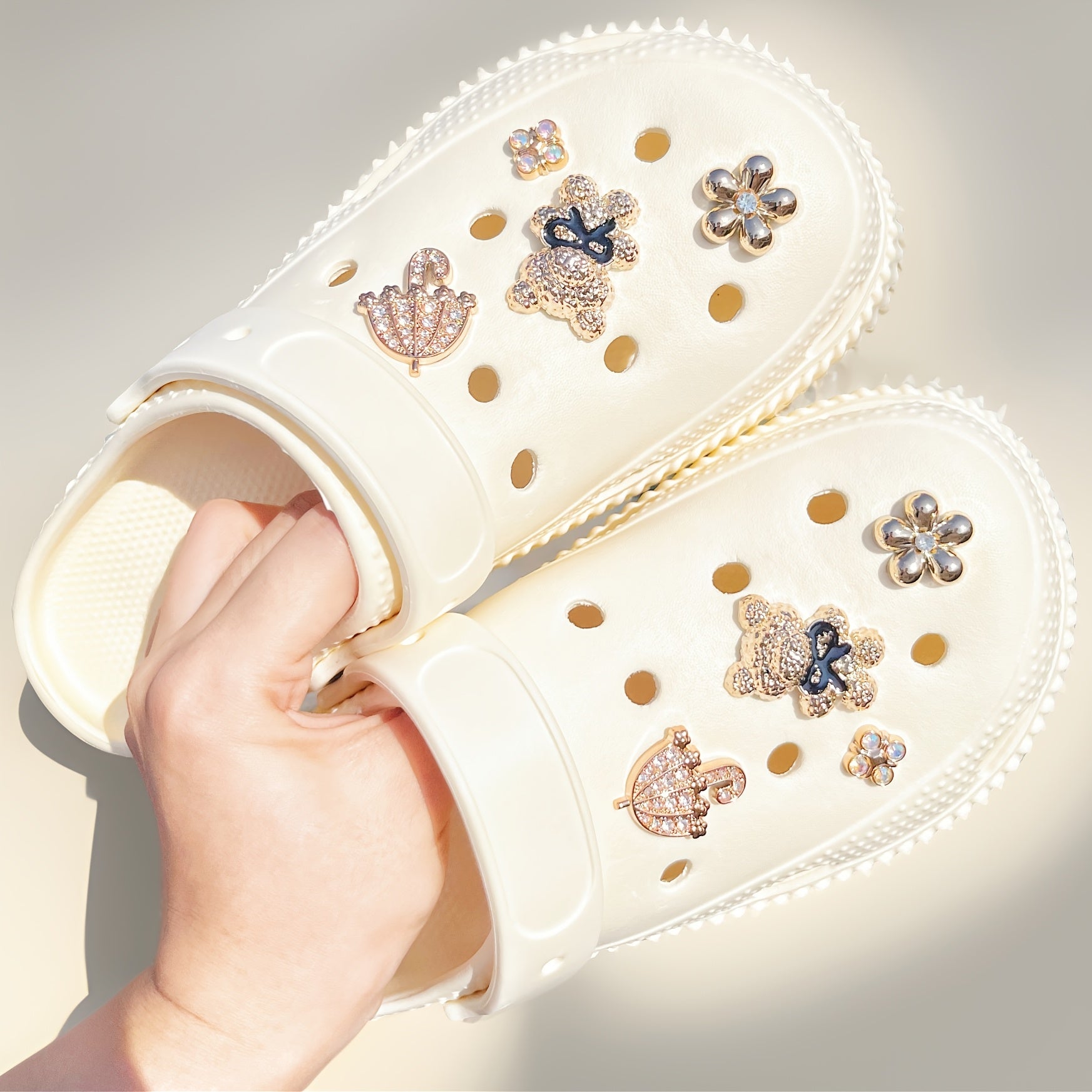 Unisex Crochet Beads Set for Clogs Beach Bags with Charms and Umbrella Shapes