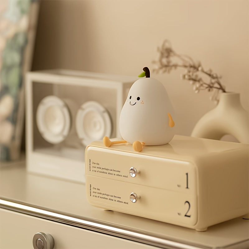 Pear-Shaped LED Night Light with Multiple Color Modes for Nursery and Bedroom