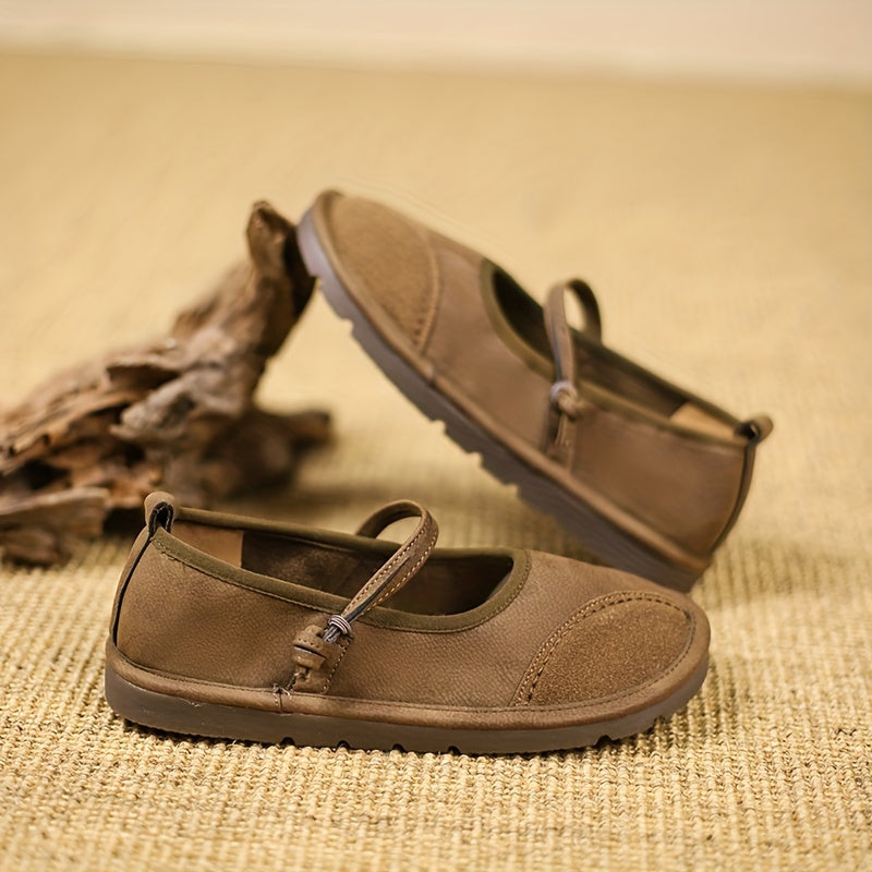 Women's Mary Jane Flats Faux Cover Upper Soft Sole Adjustable Buckle