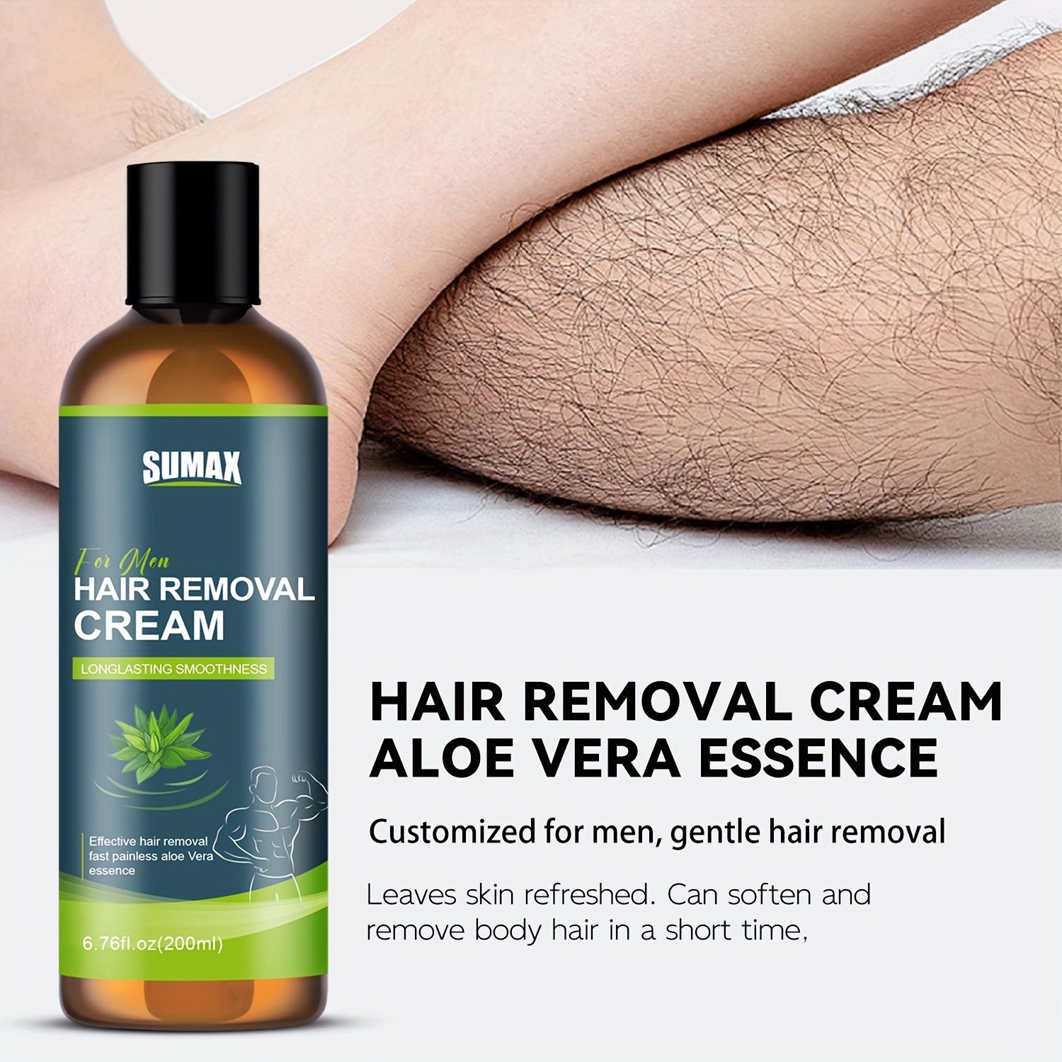 6.76 fl.oz SUMAX Aloe Vera Erkaklar uchun Soch Olish Kremi - Yumshoq, Samarali, Spirtli Ichimsiz, Tabiiy Ekstraktlar, Silliq Teri, Tana va Qo'ltiq Ostida Foydalanish