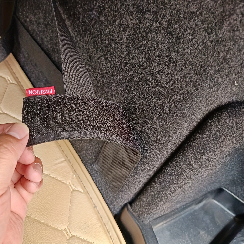 Organizador de interior de coche con correas elásticas fijas y red de almacenamiento para extintor