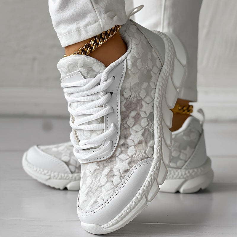 Women's Mesh Lace Sneakers Breathable Lightweight Casual Shoes