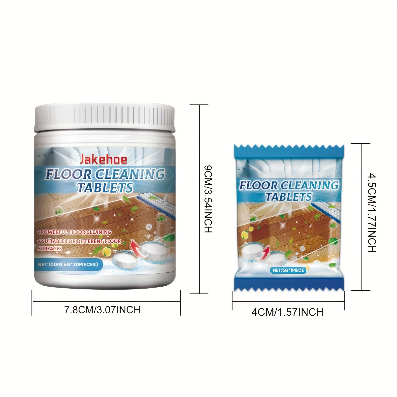 Yumshoq Pol Tozalash Tabletkalari - 100g Yog'och va Marmar Pollar uchun, Dog'larni O'chiradi va Porlashni Oshiradi