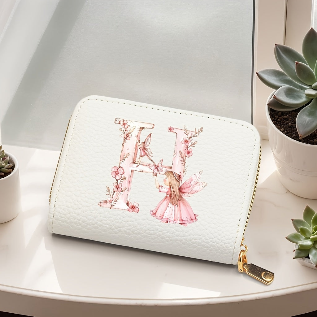 Tarjetero de mujer de cuero sintético, estilo acordeón delgado, con cierre de cremallera para monedas