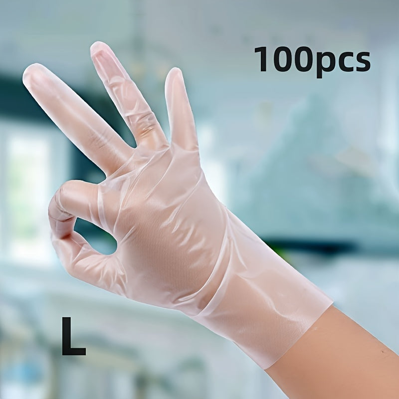 100pcs Clear Thick Durable TPE Disposable Gloves Powder-Free Anti-Static for Cleaning Household Pet Care