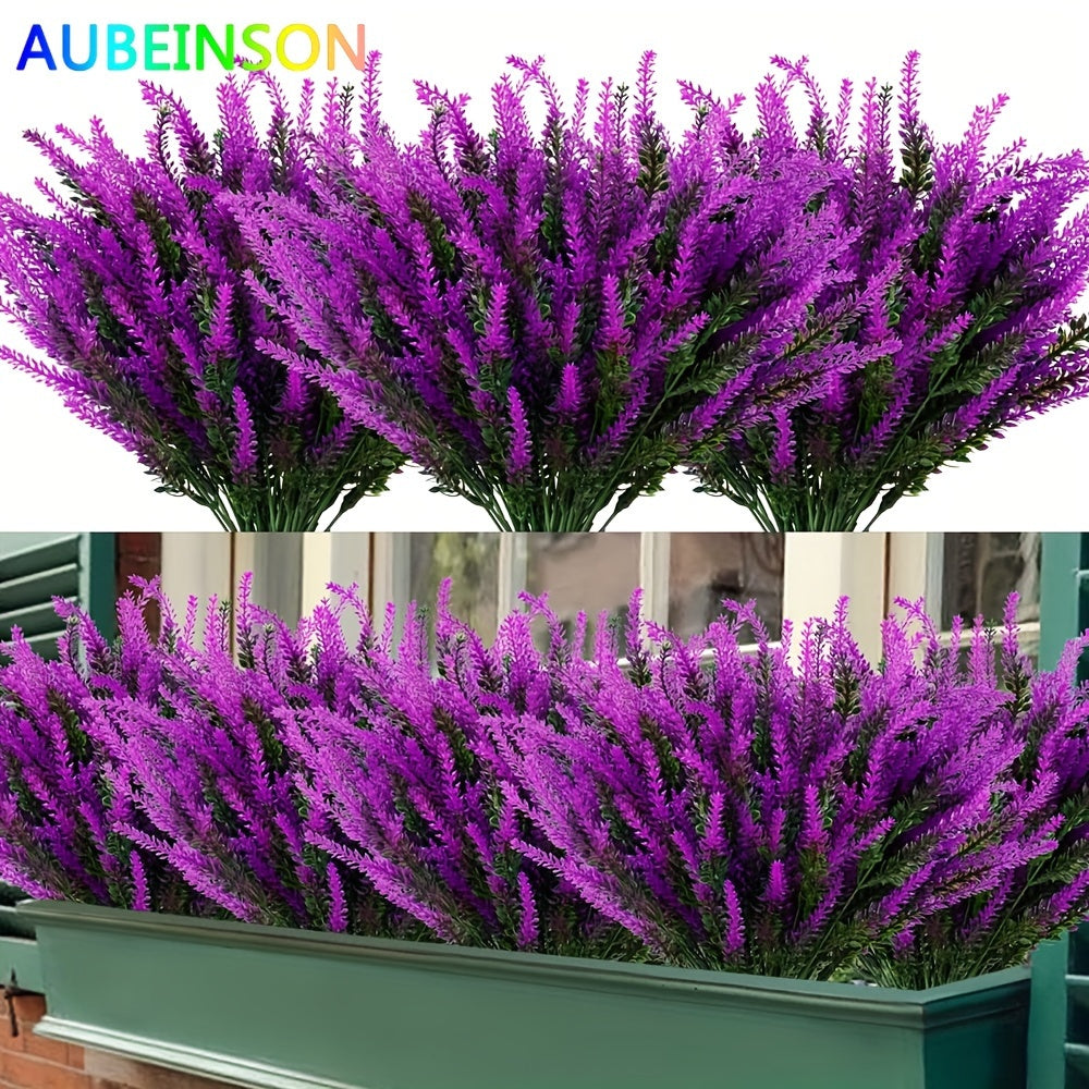 Artificial Lavender Flowers 8 Bundles UV-Resistant Outdoor Decoration