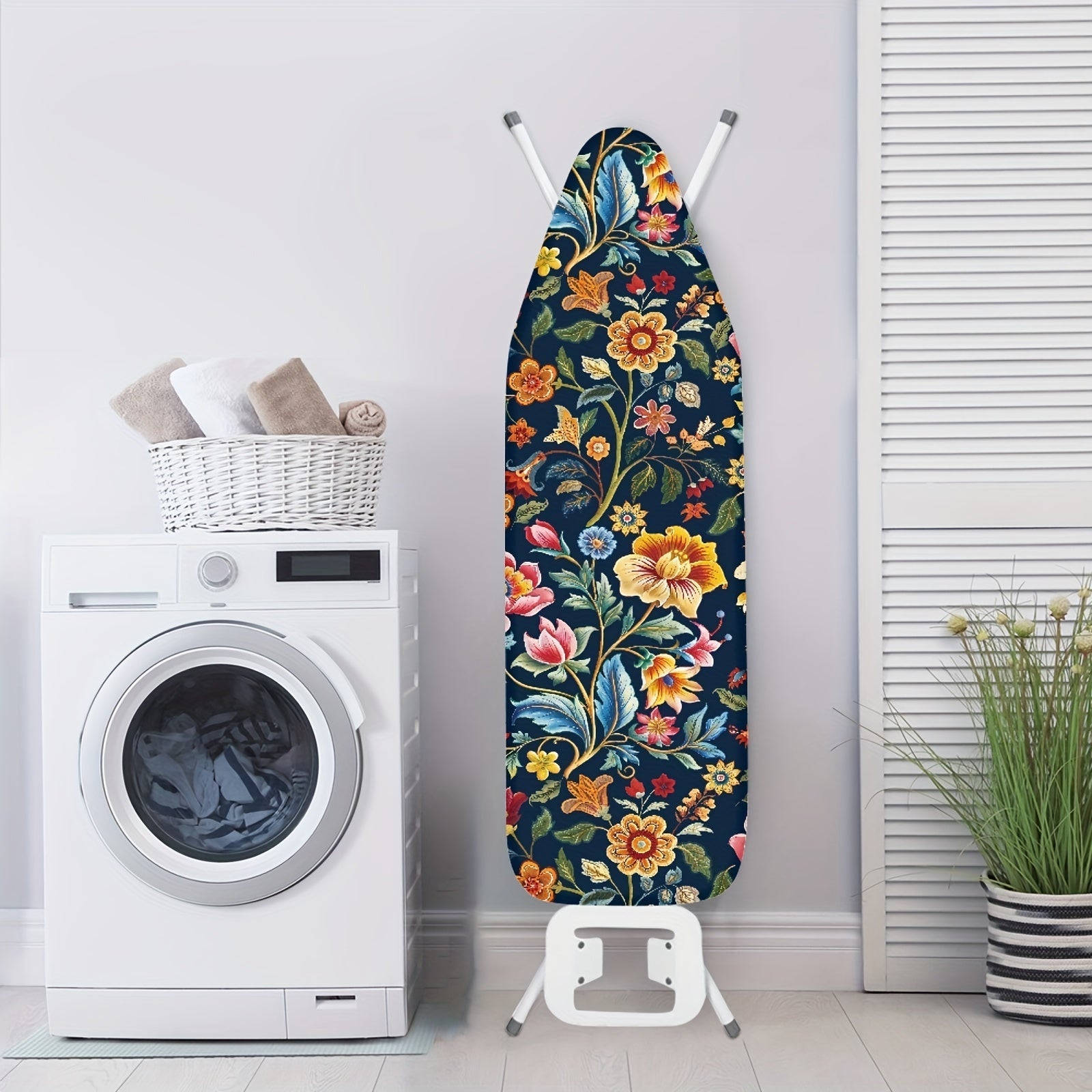 Retro Floral Ironing Board Cover with Stretchable Edge Dust-Resistant Replacement