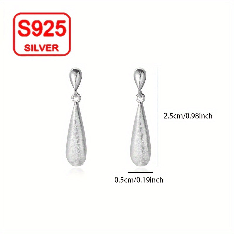 Women's Silver Stud Earrings Geometric Waterdrop Design Hypoallergenic Lightweight Jewelry