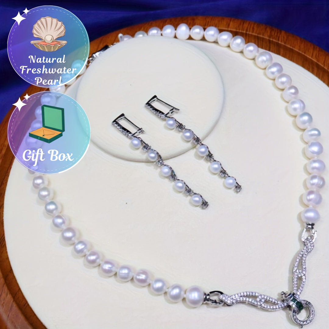 Women's Freshwater Pearl Necklace 8-9mm Natural Round Skin Gloss Formal Jewelry