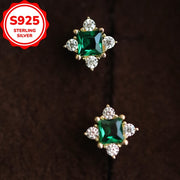 Sterling Silver Stud Earrings with Synthetic Zirconia Celestial Symbols Hypoallergenic French Vintage Style