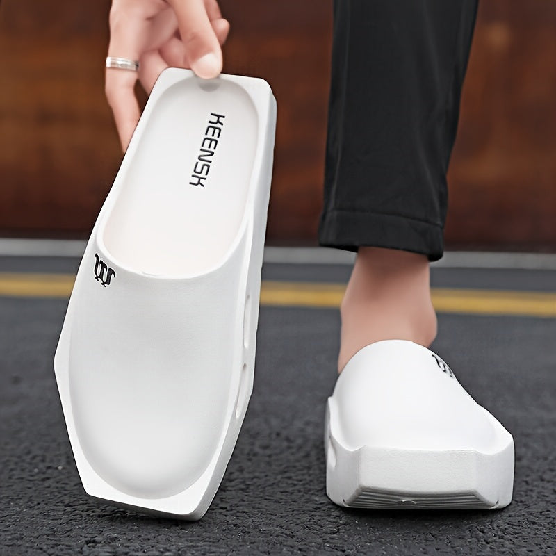 Men's EVA Slides with Alphabet Print Non-slip Thick Sole Indoor Outdoor Casual Sandals for Spring Summer Autumn